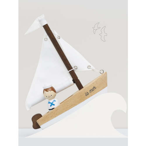 Wooden Sailing Boat & Captain