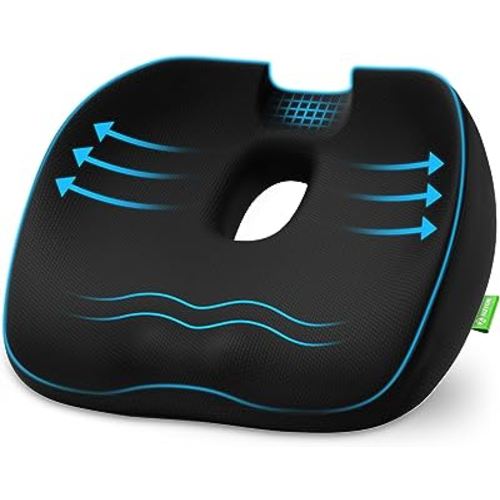 AUVON Innovative Donut Pillow Hemorrhoids Scientific Center Hole and Tailbone Cutout, Orthopedic Pain Relief Donut Seat Cushion for Coccyx, Sciatica, Postpartum Pregnancy, After Surgery Sitting Relief