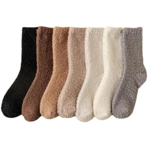 Kelabia Women Fuzzy Socks Warm Fluffy Socks Japanese Thick Slipper Socks Aesthetic Fleece Long Socks