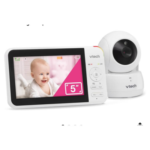 VTech VM924 No WiFi Remote Pan-Tilt-Zoom Video Baby Monitor - 5" LCD Screen, Up to 17Hrs Video/31Hrs Audio Battery, 1000ft Range, Night Vision, Soothing Sounds, Temperature Sensor