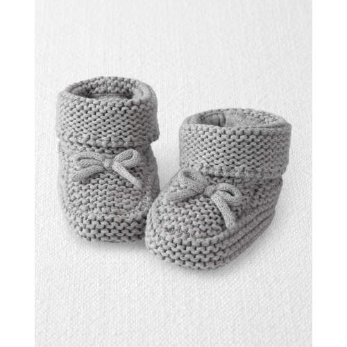 Baby Organic Cotton Crochet Booties in Gray - 3-12M - Style,Grey
