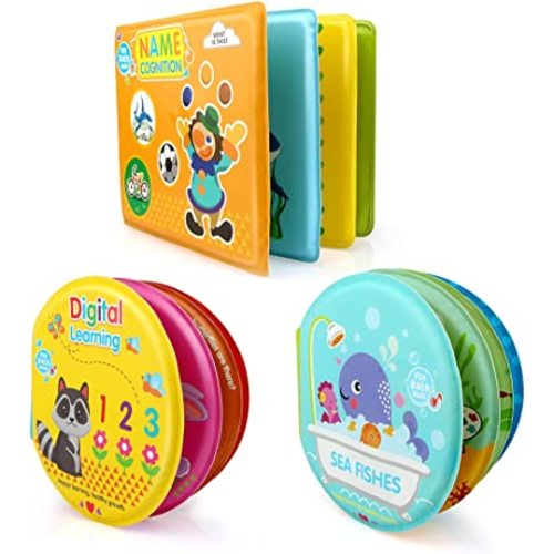 Baby Bath Toys, Nontoxic Bath Books for Babies Bath Time, Bathtub Toys for Toddlers 6 to 12 18 Months, Soft Educational Bath Toys for 1-3 Year Old Girls Boys(Pack of 3)