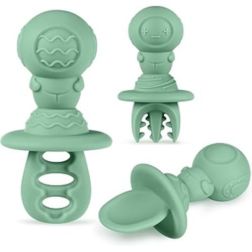 haakaa Baby Spoons for Self-Feeding, 6+ Months, First-Stage Training Spoon Set, Easy-Grip Anti-Choke Silicone, Fork Included for Later Stages, for Baby-Led Weaning