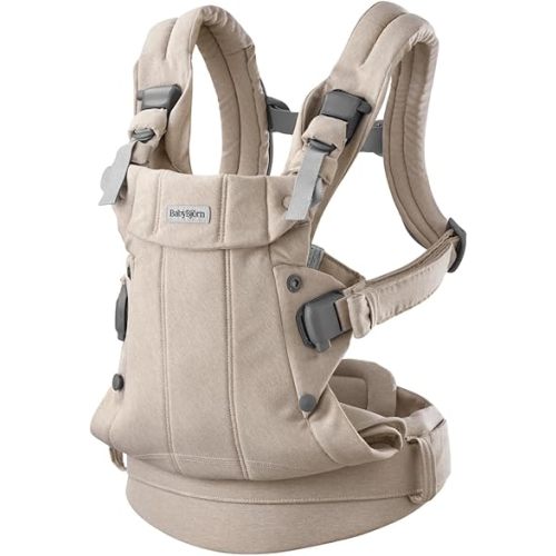 BabyBjörn Baby Carrier Harmony, Woven mélange, Light Beige | 3-in-1 Ergonomic Baby Carrier; Newborn, Facing-in, Outward-Facing, and Back Carrying Positions Supported (7-40 lbs), Newborn to Toddler