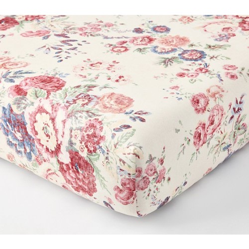 Eleanor Floral Organic Crib Fitted Sheet | Pottery Barn Kids