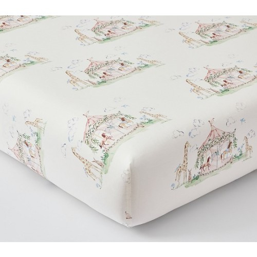 AERIN Carousel Organic Crib Fitted Sheet | Pottery Barn Kids