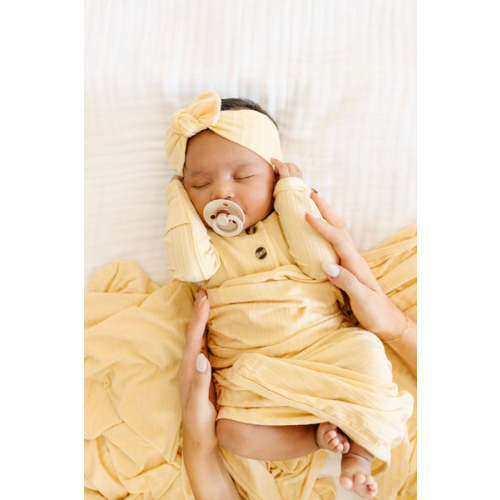 Rosie Ribbed Newborn Headband Bundle (Gown)