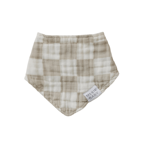 Taupe Checkered Muslin Bib | 100% Cotton | Baby Essentials
