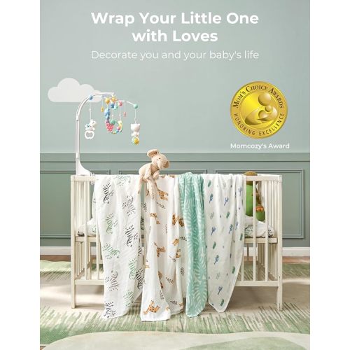 Momcozy Muslin Best Wishes Swaddle Blankets, Ultra Soft Neutral Registry Essentials, Jungle Trails & Wild Pals, Breathable Large 47'' x 47'' Newborn Boys Girls Receiving Blanket