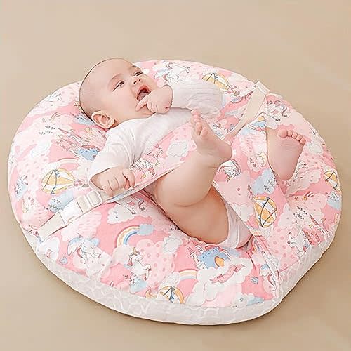 Newborn Lounger Pillow for Boys Girls, Soft Bassinet Wedge Baby Anti Reflux Newborn Nest, Removable Cover for Infant Nursing Lounger Pillow Cushion (Pink, 60cmx55cm)