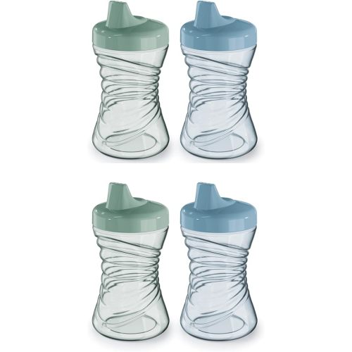 NUK First Choice Fun Grips Hard Spout Straw Cup 2.0, 10 oz. Sippy Cup with Handles, 4-pack