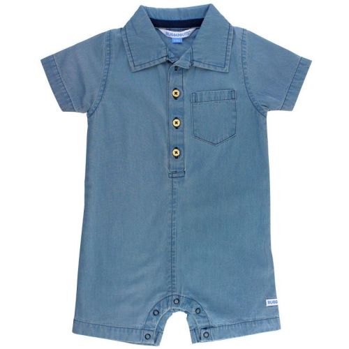 Ruggedbutts Short Sleeve Woven Button-up Romper - Clubhouse Rainbow Plaid, Size: 0-3m