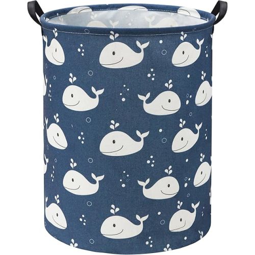 HIYAGON Whale Kids Laundry Basket Baby Hamper for Nursery Boy Kids Hamper Cute Kids Toys Storage Bin Organizer Whale Room Decor for Home(Blue Whale)