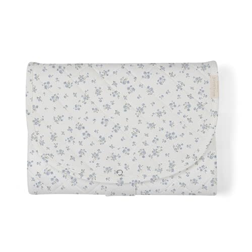 Makemake Organics Organic Portable Changing Pad GOTS Certified Organic Cotton Fill Portable Diaper Changing Mat Diaper Clutch Changing Station Kit Compact Travel Pad (33"x34", Mini Roses)