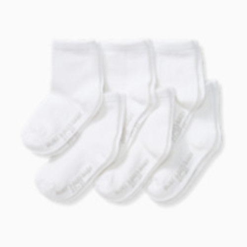 Burt's Bees Baby Solid Crew Socks (6 Pack) - Cloud White, 0-3 M