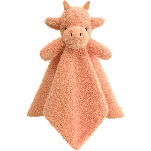 Baby Orange Dragon Soft Stuffed Animal Security Blanket, Plush Dinosaur Character Lovey Blanket, Baby Shower/Nursery Gift, Newborn Infant Toddler Snuggle Blankie for Boys Girls, 14 Inches