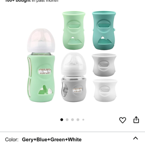 Silicone Sleeves for Avent Glass Natural Baby Bottle,4 Pack Bottles Shatter Proof Bottle Covers,Anti Flow Holder Compatible Baby Bottle 4 oz & 8 oz,BPA Free(Grey+White+Blue+Green)