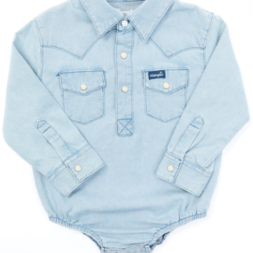 Wrangler Infant Boys' Long Sleeve Collared Onesie
