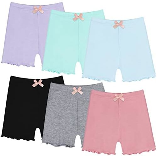 Ruisita 6 Packs Toddler and Girls Ruffled Shorts Kids Bike Cartwheel Shorts Under Dress Dance Shorts Daily Shorts