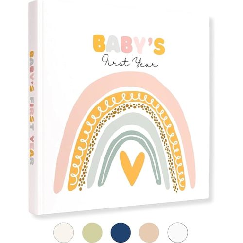 Lamare Baby’s First Year Book - Baby Memory Book for Girls to Document, Cherish Moments Baby First Year Baby Keepsake Book, Baby First Year Photo Album with Pocket for Modern Families | Size 9.5x9"