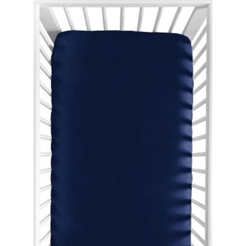 Sweet Jojo Designs Gender Neutral Baby Fitted Crib Sheet Baseball Patch Collection Solid Navy Blue