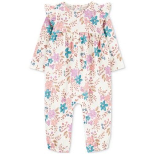 Baby Girls Floral-Print Cotton Jersey Long-Sleeve Jumpsuit