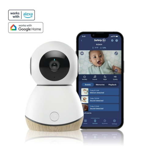 Safety 1st Smart Baby Monitor: Newborn Nursery Video, 360° Natural with White