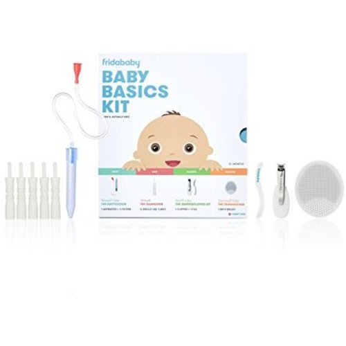 Baby Basics Care Kit by FridaBaby | a Registry Must Have Gift Set Includes NoseFrida, NailFrida, Windi, DermaFrida & Silicone Carry Case - a Great Value to Keep Your Baby Healthy & Clean