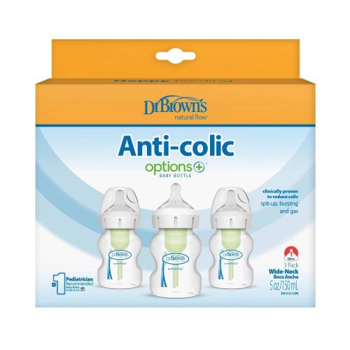 Dr. Brown's Anti-Colic Wide-Neck Options+ Baby Bottle 0m+ - 5oz/3pk
