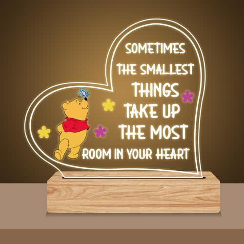 RYOTKIK Inspirational Night Lamp with Pooh Bear Cartoon Design, Perfect Gifts for Birthday Christmas Valentines Day Gift for Friends Sister