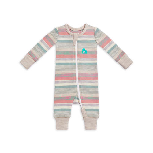 Merino Wool Footless Romper Olive Stripe