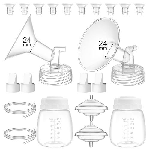 Replacement Pump Parts for Spectra S1 S2 9 Plus Synergy Gold Includes 24mm Flange 10PCS Insert Duckbill Valve Tubing Backflow Protector Bottle,for Motif Luna Cimilre Ameda MYA Pump