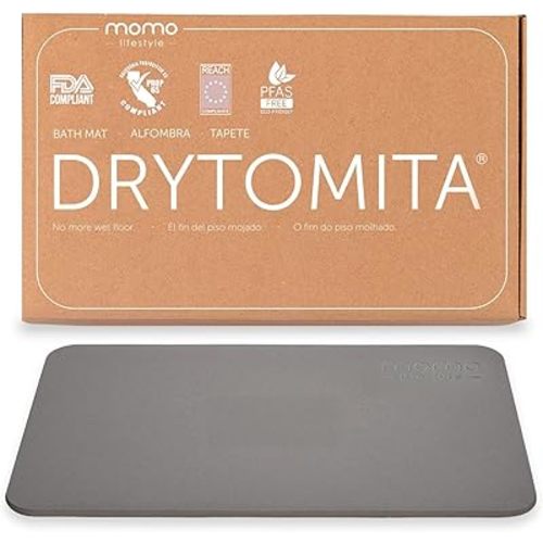 Momo Lifestyle Stone Bath Mat Drytomita – Quick Drying Diatomaceous Earth, Ultra Absorbent 23.6" X 15.4" Graphite Gray