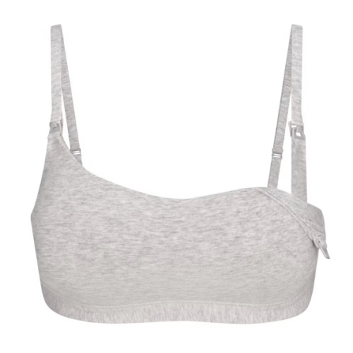 COTTON JERSEY MATERNITY NURSING SCOOP BRALETTE | LIGHT HEATHER GREY | SIZE XL