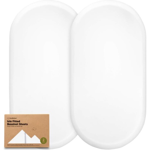 KeaBabies 2-Pack Isla Fitted Bassinet Sheets, Soft White