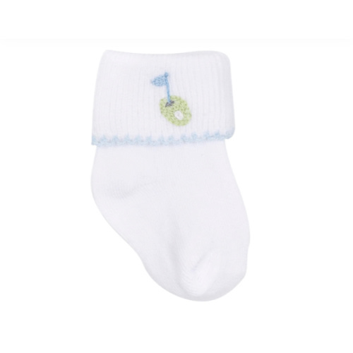 Tiny Tee Time Embroidered Socks - Light Blue