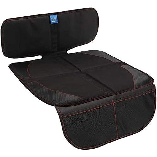 funbliss Car Seat Protector for Child Car Seat,Auto Seat Cover Mat for Under Carseat with Thickest Padding to Protect Leather & Fabric Upholstery,PVC Leather Reinforced Corners
