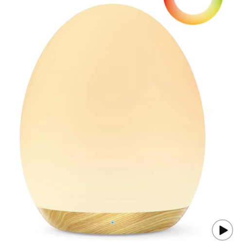 JolyWell Night Light for Kids, Baby Egg Light with 7 Colors Changing Mode & Stepless Dimming, Nursery Night Lamp BPA Free,Rechargeable Egg Night Light for Breastfeeding 1h Timer & Touch Control, Wood