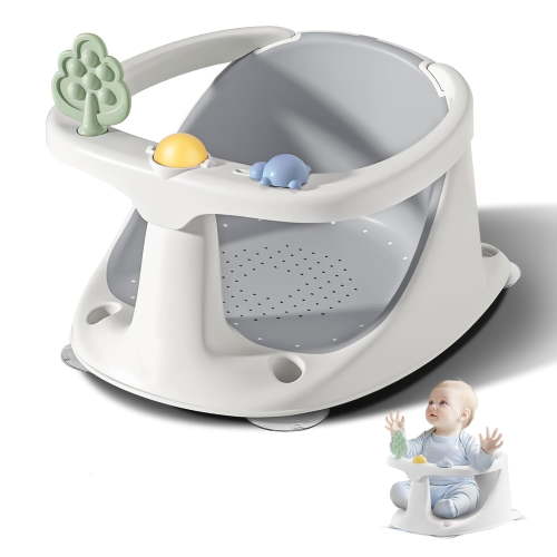 Bath Seat for Toddlers, Non-Slip Bath Accessories for Newborn, Sit Up Bath Tub Chair with Suction Cups,Gray
