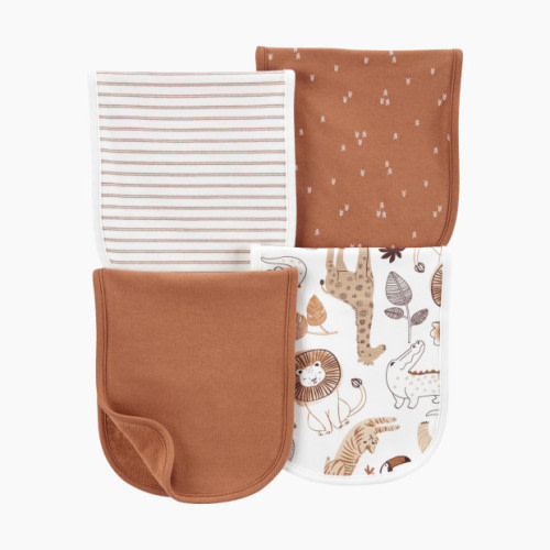 Burp Cloths (4 Pack) - Brown/Stripes/Safari/Solid