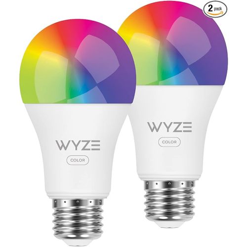 Wyze Bulb Color, 1100 Lumen WiFi RGB and Tunable White A19 Smart Bulb, Works with Alexa and Google Assistant, Two-Pack - 1 Count (Pack of 2)
