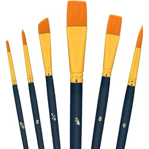 6 Pcs Cake Painting Brushes Set Food Paint Brushes Food Safe Cake Decorating Brushes for Dusting Edible Glitter Edible Color for Cake Cookie Decoration