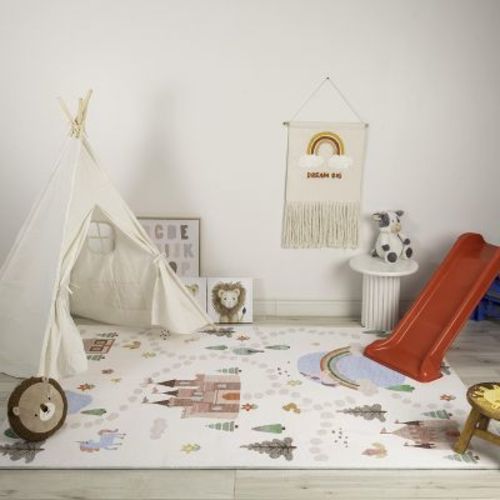 Rug Branch Kids Soft Steps Playtime Unicorns Castle Road Map Indoor Soft Area Rug