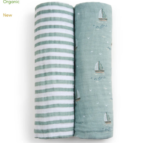 aden + anais Organic Cotton Muslin Swaddles in Sailing Seas 2 Pack