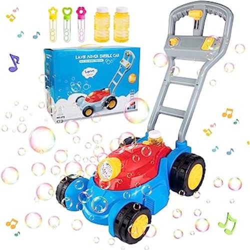 Upgraded Bubble Lawn Mower for Kids Toddlers,Bubble Machine for Girls Boys Ages 3 4 5 6 7 8 9+,Fun and Easy Outdoor Bubble Toy for Summer Playtime,Great Gift for Parties,Picnics,Birthday,Christmas
