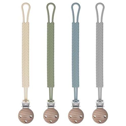 Pacifier Holder Clip for Boys and Girls: One-Piece Baby Pacifier Clip, Braided Shape Silicone Pacifier Clip, Baby Safe Pacifier Clip, Soft and Lightweight Pacifier Clip, Retainer for Teething Toys