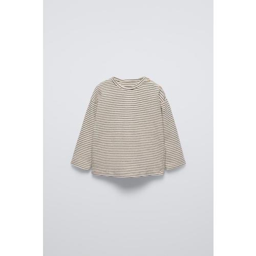 STRIPED SOFT TOUCH T-SHIRT - Ecru | ZARA United States