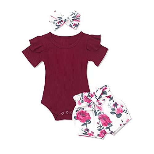 KANGKANG Baby Girl Outfits Short Ruffle Romper Floral Pants Summer Outfits Cute Baby Girl Clothes