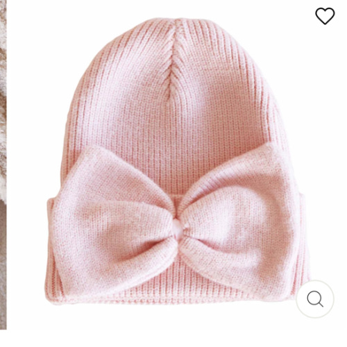 Knit Newborn Bow Beanies