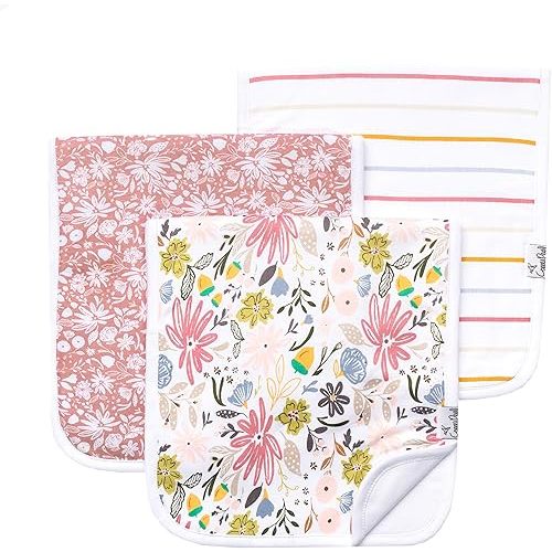 Copper Pearl Premium Baby Burp Cloths - 3-Pack Large Cotton Burp Cloths, Extra Soft Spit Up Rags with 3 Absorbent Layers, Perfect for Baby Boy and Baby Girl Gifts (21" x 10" Size, Olive Set)